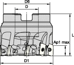 15396452800 aka 3577757 4" M6800 Shoulder Mill, 9-Flute, 1 1/2" Pilot, Coolant through, Use Insert BDGT/BDMT1704 WIDIA AND KYOCERA INSERTS,